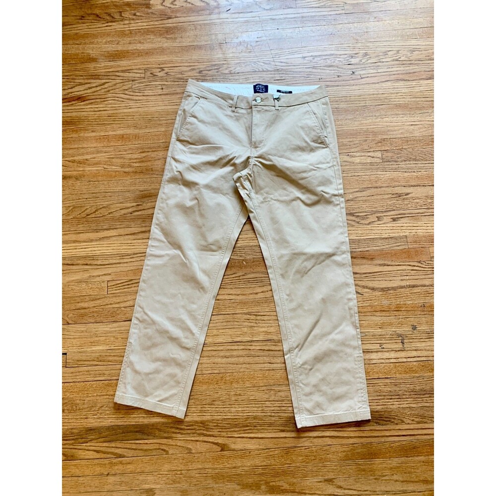 Ben Sherman Mens Khaki Straight Stretch 34x30 Pants Chino Tan Work Golf Club